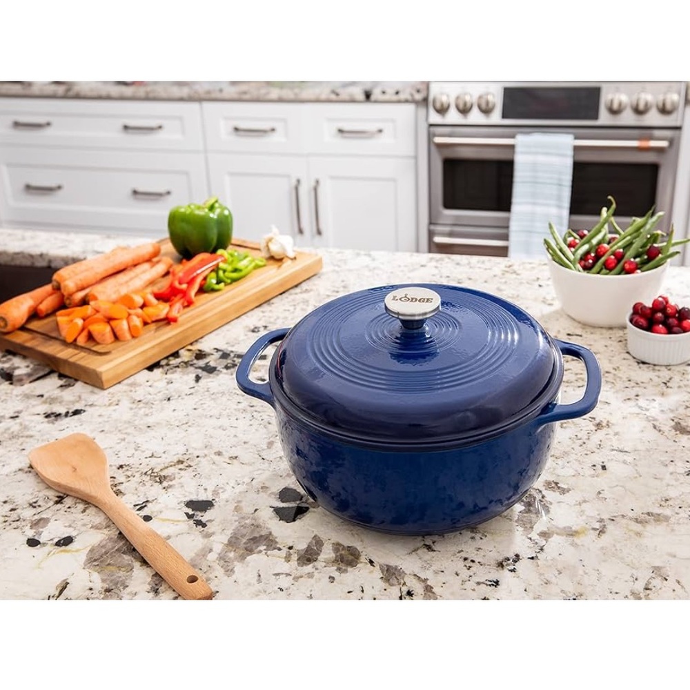 Indigo 6 Quart Enameled Cast Iron Dutch Oven with Lid